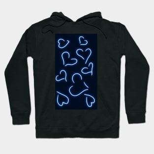 Neon Hearts Blue Hoodie